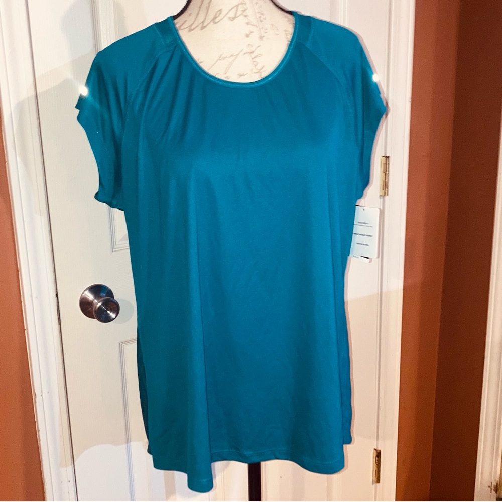 NWT Champion Short Sleeve Athleticwear Teal Workout Wear Fitness Top Sz XLarge